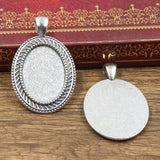 5pcs Cabochon Base Fit Setting Fashion 25x18mm Inner Size Antique Bronze Silver Color Oval Style DIY Jewelry Making Findings