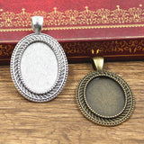 5pcs Cabochon Base Fit Setting Fashion 25x18mm Inner Size Antique Bronze Silver Color Oval Style DIY Jewelry Making Findings