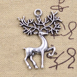 4pcs Charms Christmas Deer Elk 40x30mm Antique Silver Color Pendants Making DIY Handmade Tibetan Finding Jewelry