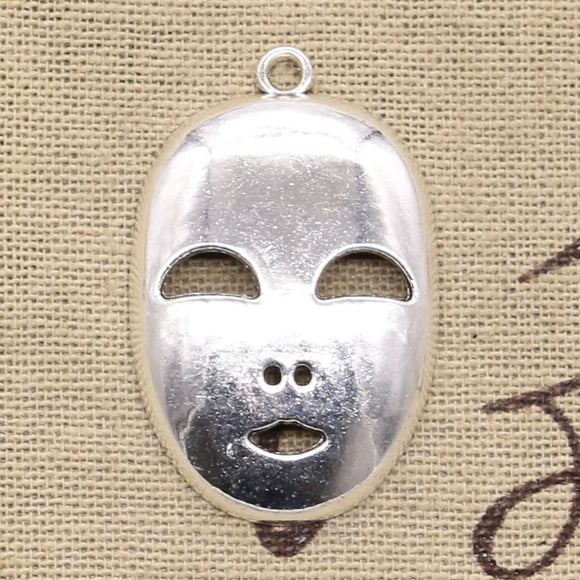 4pcs Charms Party Mask Masquerade Mardi Gras 40x26mm Antique Silver Color Pendants Making DIY Handmade Tibetan Finding Jewelry