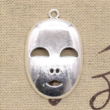 4pcs Charms Party Mask Masquerade Mardi Gras 40x26mm Antique Silver Color Pendants Making DIY Handmade Tibetan Finding Jewelry