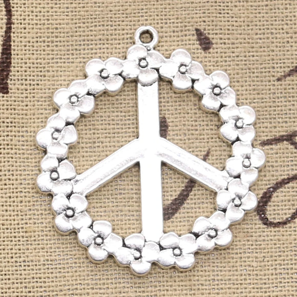 4pcs Charms Peace Symbol 41x38mm Antique Silver Color Pendants Making DIY Handmade Tibetan Finding Jewelry