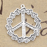 4pcs Charms Peace Symbol 41x38mm Antique Silver Color Pendants Making DIY Handmade Tibetan Finding Jewelry