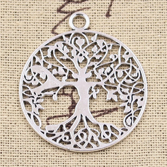 5pcs Charms Peace World Tree 40x35mm Antique Silver Color Plated Pendants Making DIY Handmade Tibetan Finding Jewelry