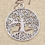 5pcs Charms Peace World Tree 40x35mm Antique Silver Color Plated Pendants Making DIY Handmade Tibetan Finding Jewelry