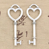4pcs Charms Skeleton Heart Key 53x20mm Antique Tibetan Bronze Pendant Findings Accessories DIY Vintage Choker Jewelry