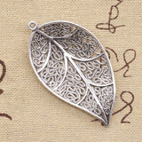 4pcs Charms Tree Leaf 57x31mm Antique Silver Color Pendants Making DIY Handmade Tibetan Finding Jewelry ef0483