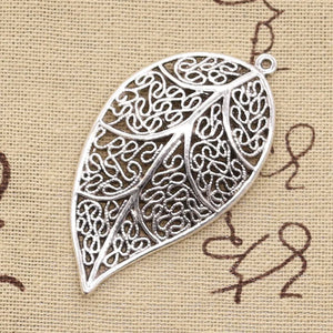 4pcs Charms Tree Leaf 57x31mm Antique Silver Color Pendants Making DIY Handmade Tibetan Finding Jewelry ef0483