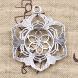 4pcs Charms Yoga Flower Of Life Datura stramonium 43x35mm Antique Silver Color Pendants Making DIY Handmade Tibetan Jewelry