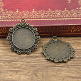 4pcs New Fashion 20mm Inner Size Antique Bronze Silver Color Classic Round Flower Style Cabochon Base Setting Charms Pendant