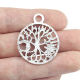 Lote de 4 colgantes de aleación de 36x30 mm con forma de sol, luna y árbol de la vida, color plata antigua, para hacer collares y pulseras.