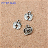 50 Pieces/Lot 10*14mm Antique Silver Plated Feet Charms For Diy Jewelry Making ef4299