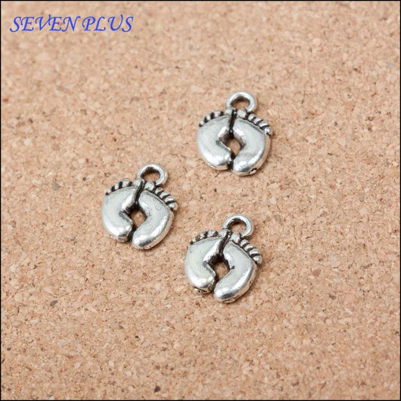 50 Pieces/Lot 10*14mm Antique Silver Plated Feet Charms For Diy Jewelry Making ef4299