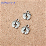 50 Pieces/Lot 10*14mm Antique Silver Plated Feet Charms For Diy Jewelry Making ef4299