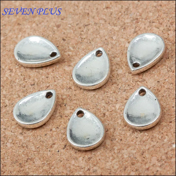 50 Pieces/Lot 8*11mm Antique Silver Plated Water Drop Charms For Jewelry Making
