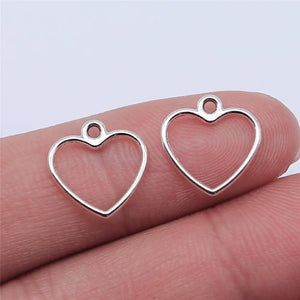 50Pcs/Lot 14x13mm Antique Silver Color Hollow Heart Charms Pendant For Jewelry Making DIY Jewelry Findings