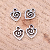 50Pcs/Lot Charms 10x7mm Swirl Heart Charms For Jewelry Making DIY Jewelry Findings Antique Silver Color Alloy Charms Pendant