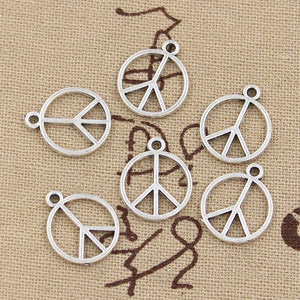 50pcs Charms Double Sided Lovely Peace 16x14mm Antique Silver Color Pendants Making DIY Handmade Tibetan Finding Jewelry