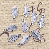 50pcs Charms Feather Leaf 14x7mm Antique Silver Color Pendants Making DIY Handmade Tibetan Finding Jewelry