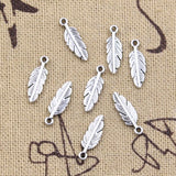 50pcs Charms Feather Leaf 15x5mm Antique Silver Color Pendants Making DIY Handmade Tibetan Finding Jewelry