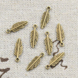 50pcs Charms Feather Leaf 15x5mm Antique Silver Color Pendants Making DIY Handmade Tibetan Finding Jewelry