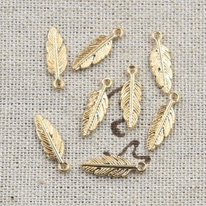 50pcs Charms Feather Leaf 15x5mm Antique Silver Color Pendants Making DIY Handmade Tibetan Finding Jewelry