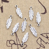 50pcs Charms Feather Leaf 15x5mm Antique Silver Color Pendants Making DIY Handmade Tibetan Finding Jewelry