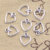 50pcs Charms Hollow Lovely Heart 14x11mm Antique Silver Color Pendants Making DIY Handmade Tibetan Finding Jewelry