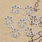 50pcs Charms Hollow Snow Snowflake 16x11mm Antique Silver Color Pendants Making DIY Handmade Tibetan Finding Jewelry