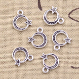 50pcs Charms Moon Star 12x11mm Antique Silver Color Pendants Making DIY Handmade Tibetan Finding Jewelry