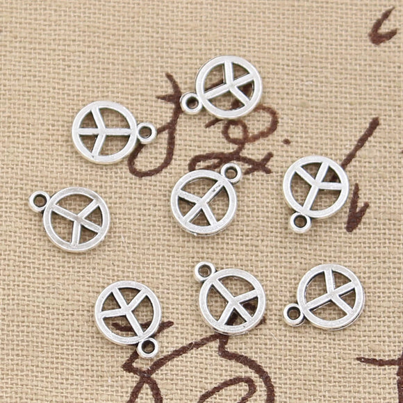 50pcs Charms Peace Symbol 10x8mm Antique Pendant fit,Vintage Tibetan Silver color,DIY Handmade Jewelry EF3975