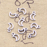 50pcs Charms Small Lovely Moon 11x6mm Antique Silver Color Pendants Making DIY Handmade Tibetan Finding Jewelry EF4679