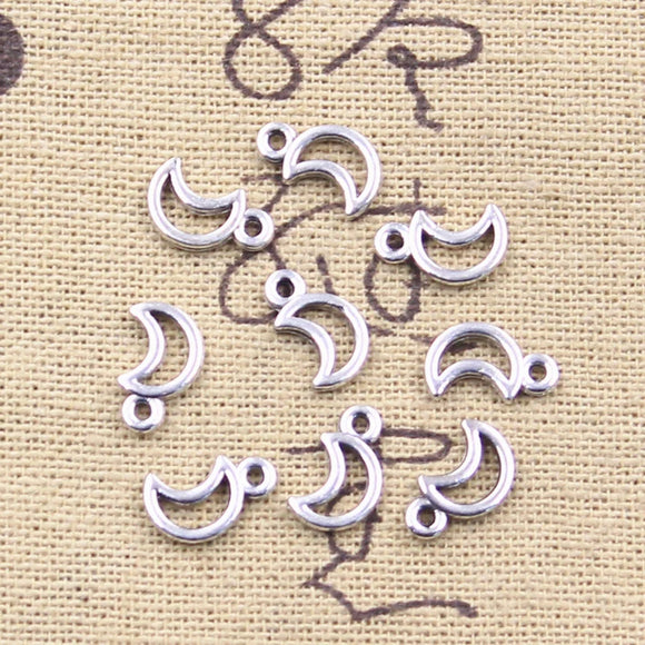 50pcs Charms Small Lovely Moon 11x6mm Antique Silver Color Pendants Making DIY Handmade Tibetan Finding Jewelry EF4679
