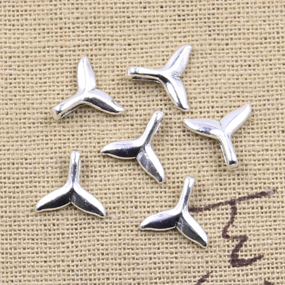 50pcs Charms Whale Tail 10x10mm Antique Silver Color Pendants Making DIY Handmade Tibetan Finding Jewelry