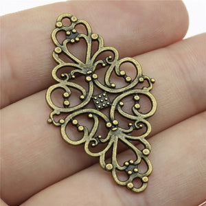 5Pcs/Lot 41x25mm Filigree Connector Motif For Bracelet Making Connector Flower Charms For Jewelry Making