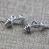 5Pieces/Lot 10*20mm Metal Alloy Barbell Pendant  Antique Silver Plated Charms For DIY Making Necklace