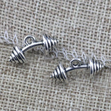 5Pieces/Lot 10*20mm Metal Alloy Barbell Pendant  Antique Silver Plated Charms For DIY Making Necklace