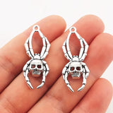 5pcs 40x16mm Antique Silver Color Halloween Skull Spider Charms Pendant Designer Charms Fit Jewelry Making DIY Jewelry Findings