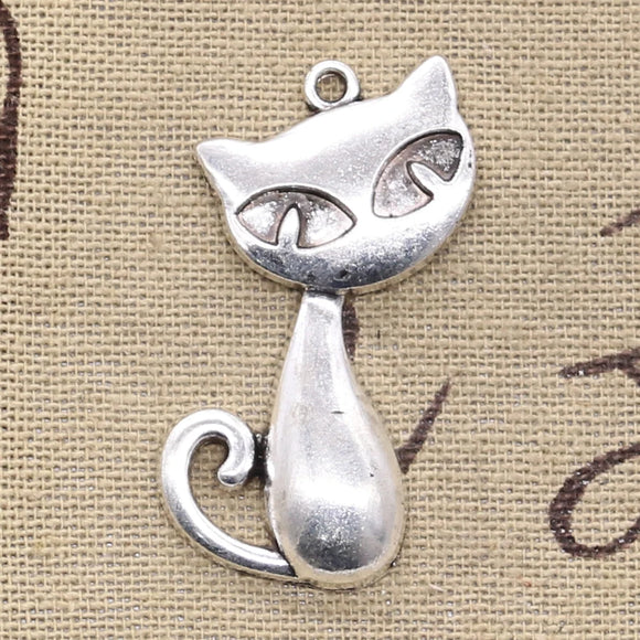 5pcs Charms Cat Fox 39x32mm Antique Silver Color Pendants Making DIY Handmade Tibetan Finding Jewelry