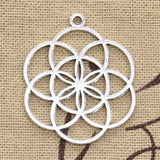 5pcs Charms Flower Of Life Yoga 37x32mm Antique Bronze Silver Color Plated Pendants Making DIY Handmade Tibetan Finding Jewelry