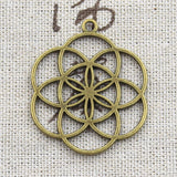 5pcs Charms Flower Of Life Yoga 37x32mm Antique Bronze Silver Color Plated Pendants Making DIY Handmade Tibetan Finding Jewelry