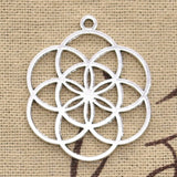 5pcs Charms Flower Of Life Yoga 37x32mm Antique Bronze Silver Color Plated Pendants Making DIY Handmade Tibetan Finding Jewelry