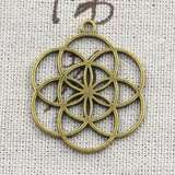 5pcs Charms Flower Of Life Yoga 37x32mm Antique Bronze Silver Color Plated Pendants Making DIY Handmade Tibetan Finding Jewelry