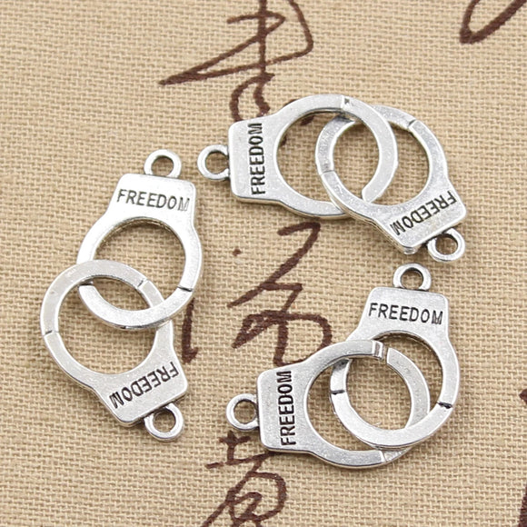 5pcs Charms Handcuffs Freedom 23x15mm Antique Silver Color Pendants Making DIY Handmade Tibetan Finding Jewelry