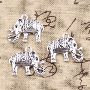 5pcs Charms Long Nose Elephant 21x24mm Antique Silver Color Plated Pendants Making DIY Handmade Tibetan Finding Jewelry