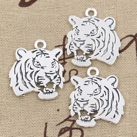 10pcs Charms Roaring Tiger Head 27x24mm Antique Tibetan Bronze Pendant Findings Accessories DIY Vintage Choker Jewelry EF4654