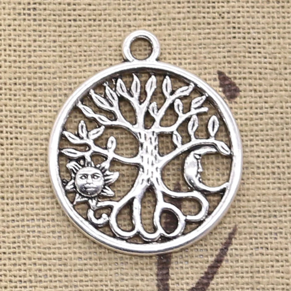 5pcs Charms The World Tree Sun Moon 29x25mm Antique Making Pendant fit,Vintage Tibetan Silver color,DIY Handmade Jewelry