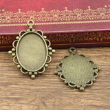 5pcs Fit 25x18mm Oval Glass Cabochon Base Setting Hot Antique Bronze Silver Color Color Pendant Tray For Jewelry DIY Making