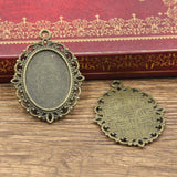 5pcs New Fashion 25x18mm Inner Size Antique Bronze Silver Color Classic Oval Flower Style Cabochon Base Setting Charms Pendant