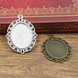 5pcs New Fashion 25x18mm Inner Size Antique Bronze Silver Color Classic Oval Flower Style Cabochon Base Setting Charms Pendant